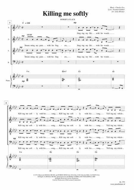 Killing Me Softly With His Song (arr. Jetse Bremer)