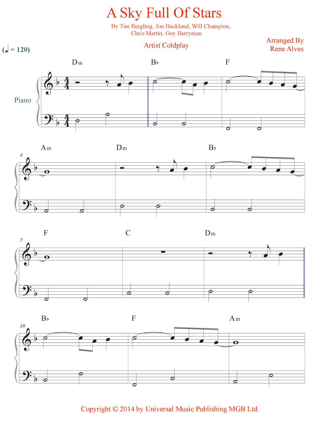 A Sky Full Of Stars (arr. Rene Alves)