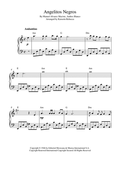 Angelitos Negros (arr. Kaiserin Rebecca)