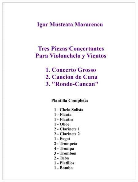 Three Pieces for Violoncello and Winds (Score)