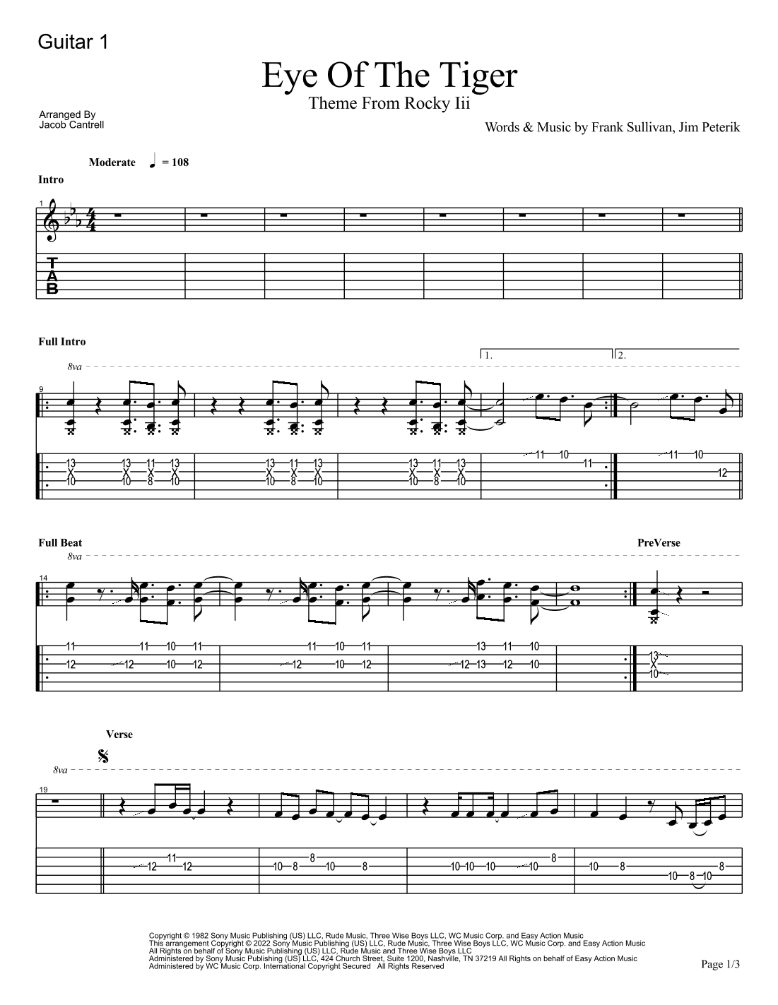 Eye Of The Tiger (arr. Jacob Thomas Cantrell)