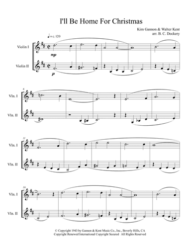 I'll Be Home For Christmas (arr. B. C. Dockery)