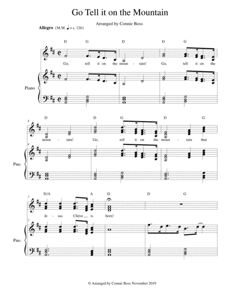 Go Tell it on the Mountain - Vocal trio and piano (arr. Connie Boss)