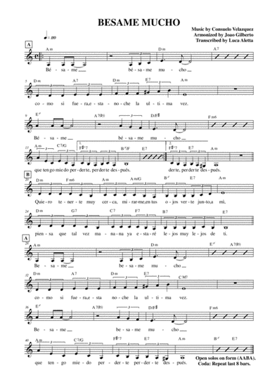 Besame Mucho (Kiss Me Much) (arr. Luca Aletta)