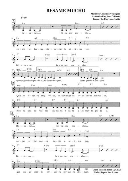 Besame Mucho (Kiss Me Much) (arr. Luca Aletta)