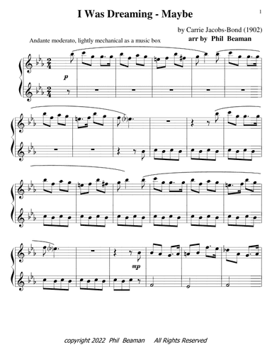 I Was Dreaming - Maybe - piano solo (arr. Phil Beaman)
