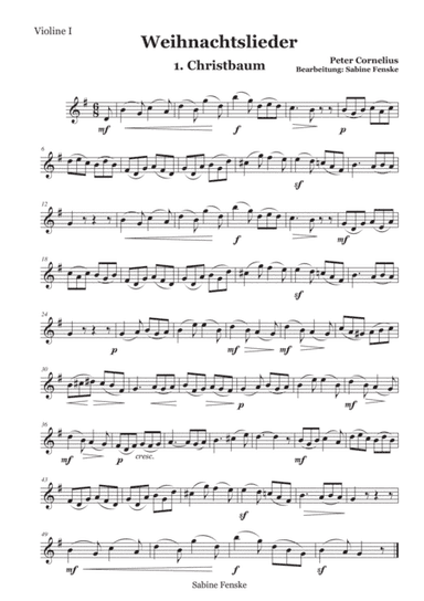 Peter Cornelius Weihnachtslieder - 1. Christbaum - Set of parts (arr. Sabine Fenske)