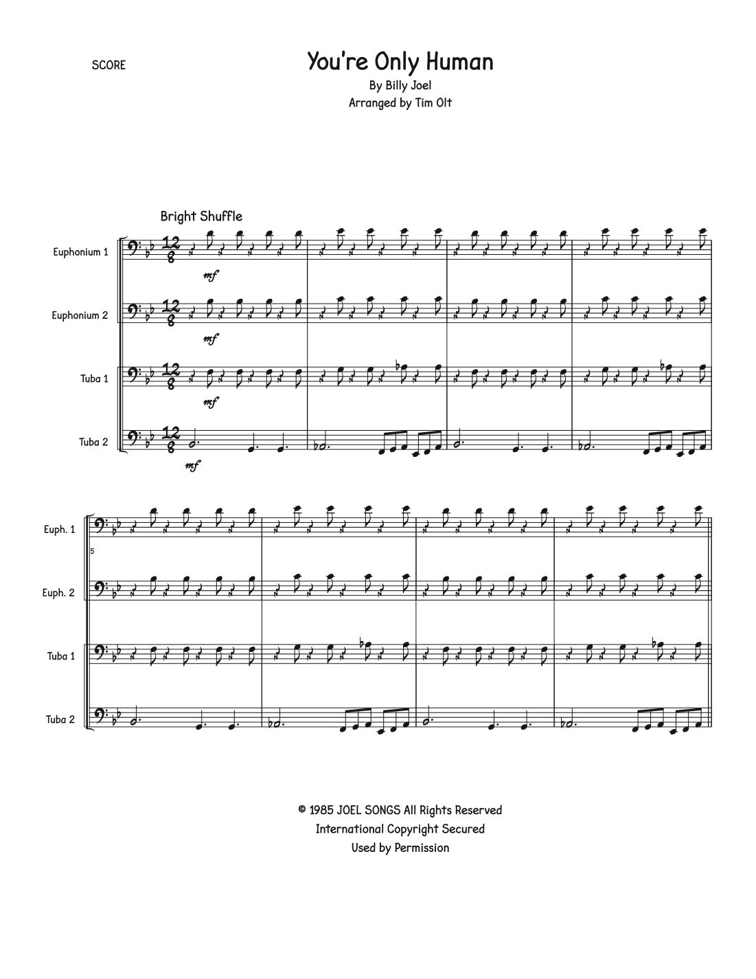 You're Only Human (second Wind) (arr. Tim Olt)