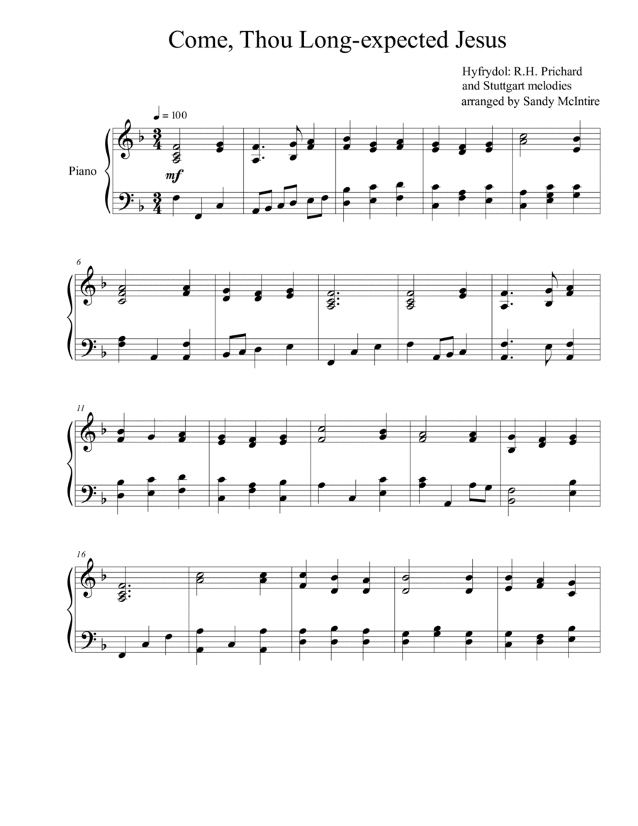 Come Thou Long-Expected Jesus (arr. Sandy McIntire)