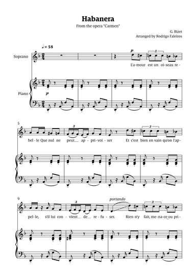 Habanera (for soprano - D minor/major) (arr. Rodrigo Faleiros)