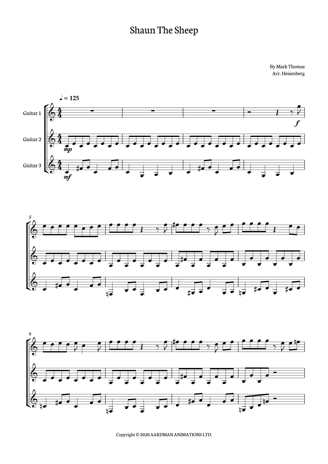 Shaun The Sheep (arr. Heisenberg)