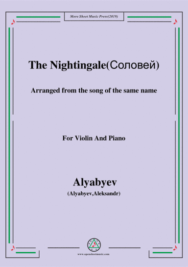 Alyabyev-The Nightingale(Соловей), for Violin and Piano (arr. MSM)