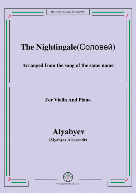 Alyabyev-The Nightingale(Соловей), for Violin and Piano (arr. MSM)