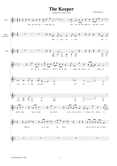 The keeper did a hunting go (SSA) (arr. David Warin Solomons)