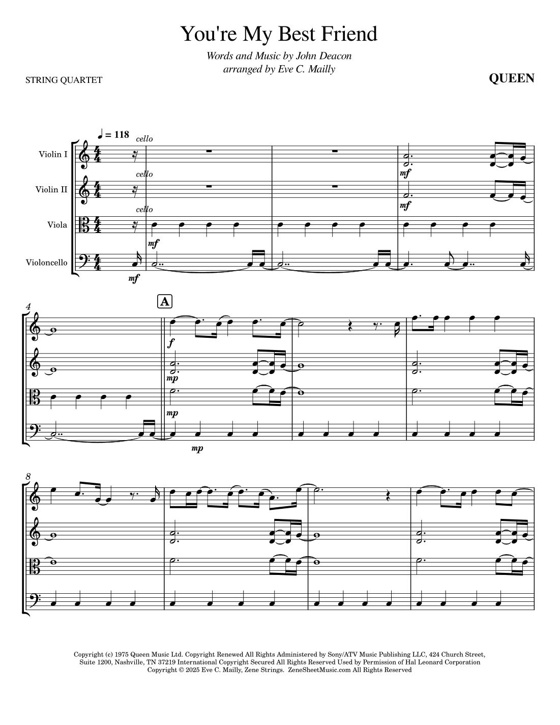 You're My Best Friend (arr. Eve C. Mailly - Zene Strings)