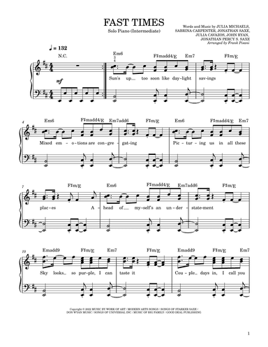 Fast Times (arr. Frank Pisani)