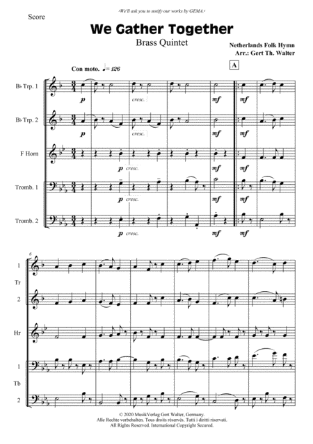 We Gather Together (arr. Gert Th. Walter)