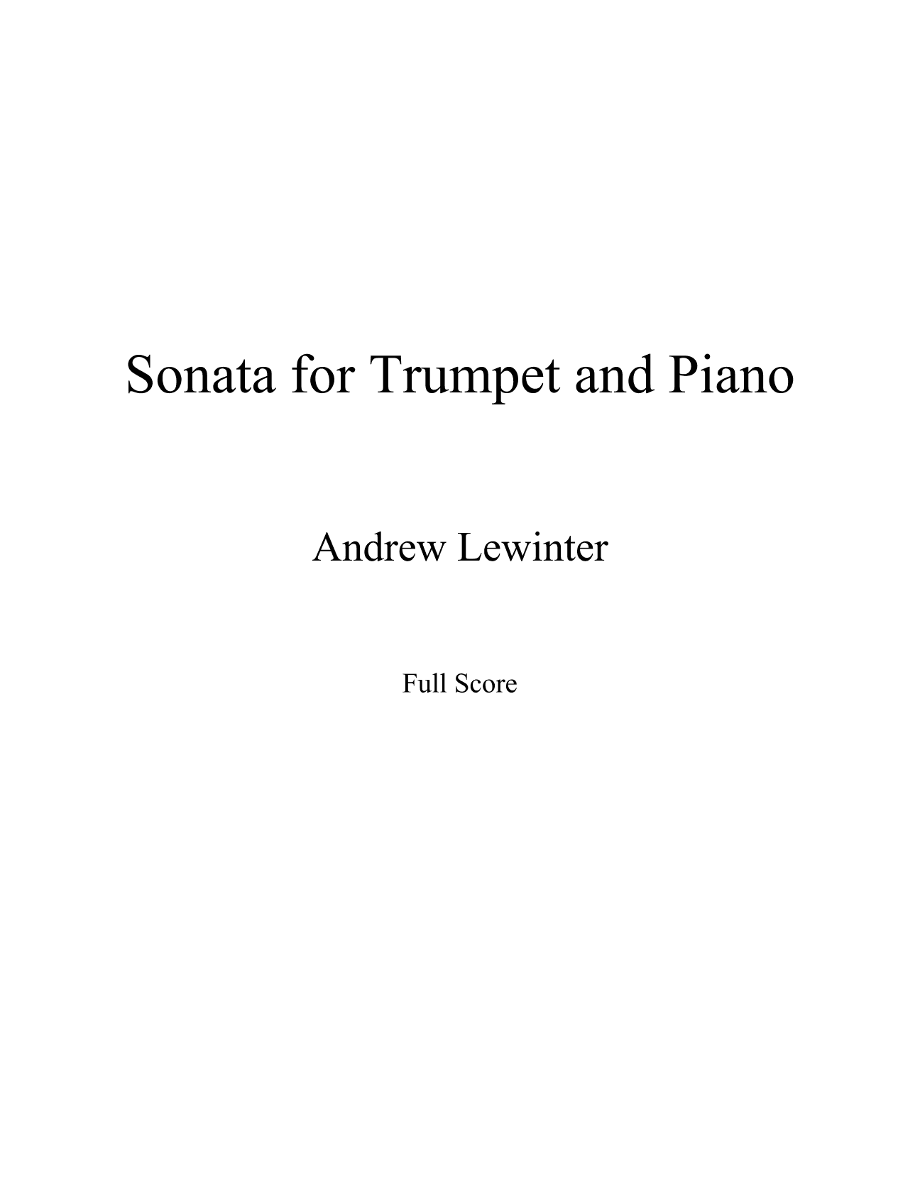 Sonata for Trumpet and Piano