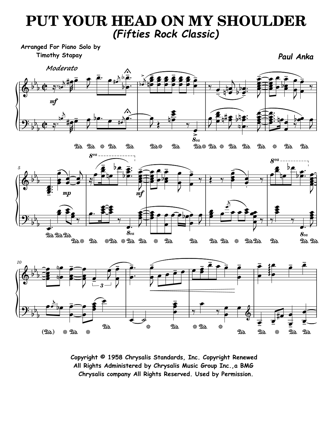 Put Your Head On My Shoulder (arr. Timothy Stapay)