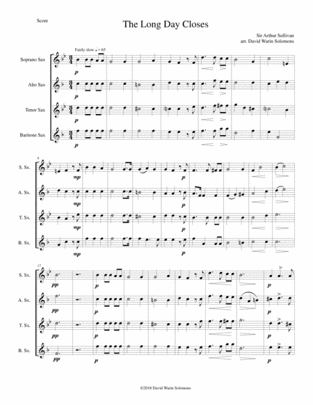 The long day closes for saxophone quartet (arr. David Warin Solomons)