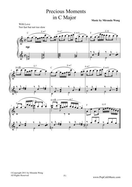 Precious Moments in C Key - Wedding Piano Music