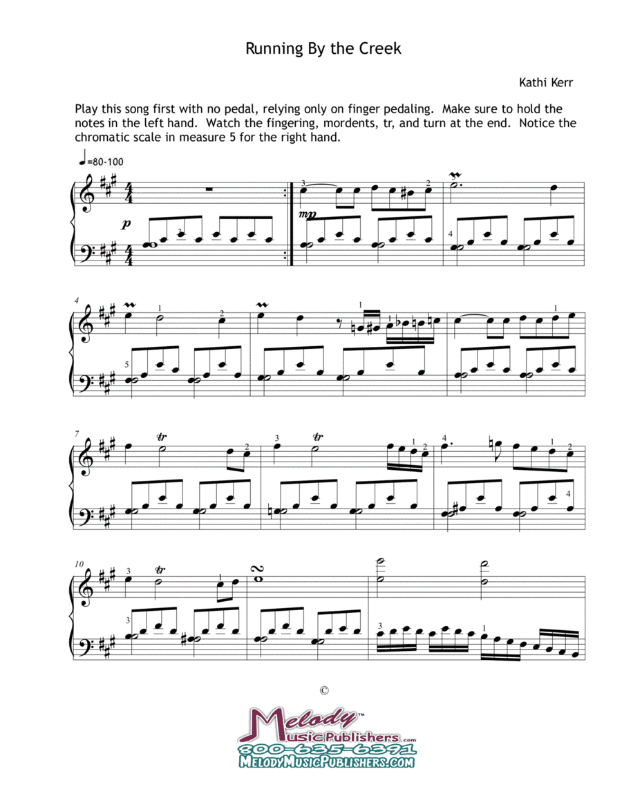 Piano solo late intermediate - "Running by the Creek"