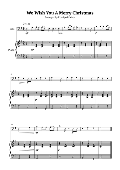 We Wish You a Merry Christmas (for solo cello with piano accompaniment) (arr. Rodrigo Faleiros)