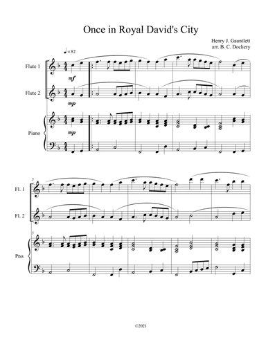 Once in Royal David's City (Flute Duet with Piano Accompaniment) (arr. B. C. Dockery)