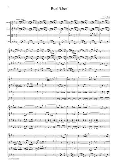 Tango  Pearlfisher, for string quartet, TA003 (arr. FCMUSIC)