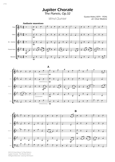 Jupiter Chorale from The Planets - Wind Quintet (Full Score) - Score Only (arr. César Madeira)