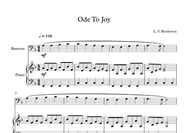 Ode To Joy - Ludwig Van Beethoven (Bassoon + Piano) (arr. Digital Book Music)