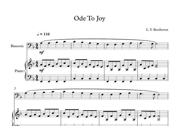 Ode To Joy - Ludwig Van Beethoven (Bassoon + Piano) (arr. Digital Book Music)