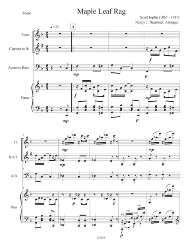 Maple Leaf Rag for Woodwind Duo with Piano and Bass (arr. Nancy J. Brammer)