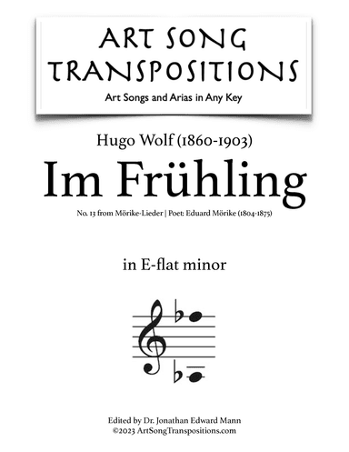 WOLF: Im Frühling (transposed to E-flat minor) (arr. ArtSongTranspositions.com)