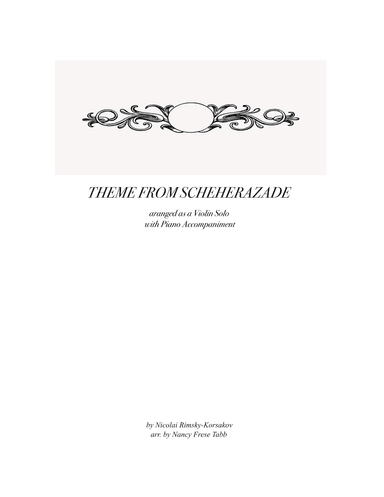 Scheherazade (Movement III) for Violin Solo with PIano (arr. Nancy Frese Tabb)