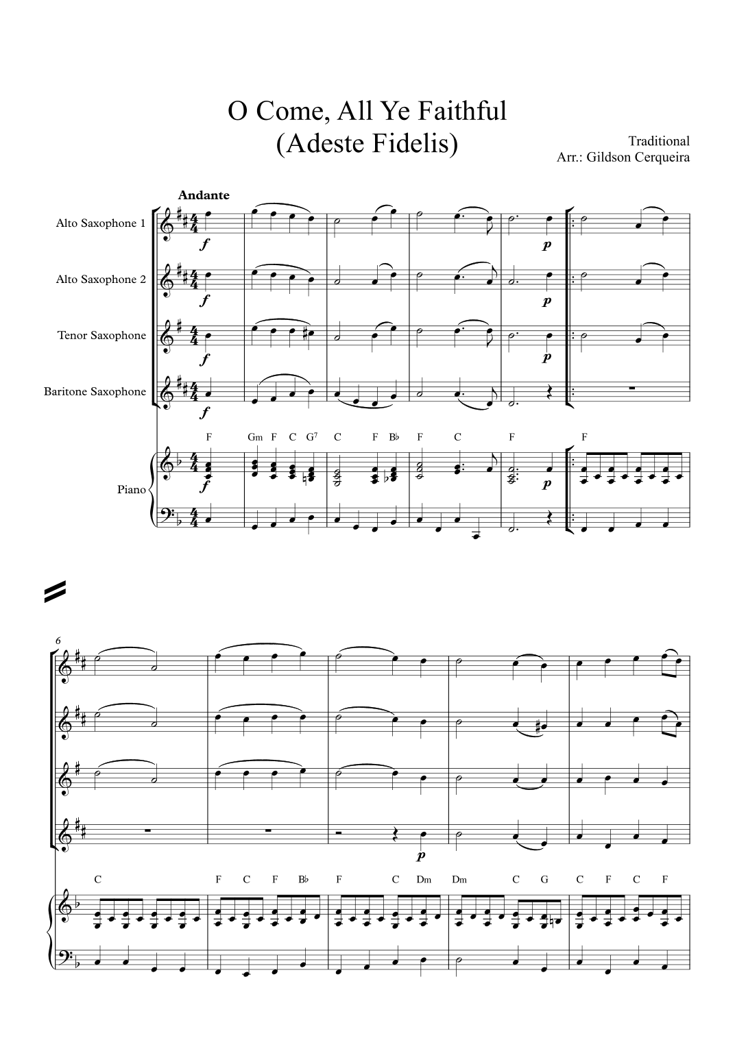 O Come, All Ye Faithful (arr. Gildson Cerqueira)