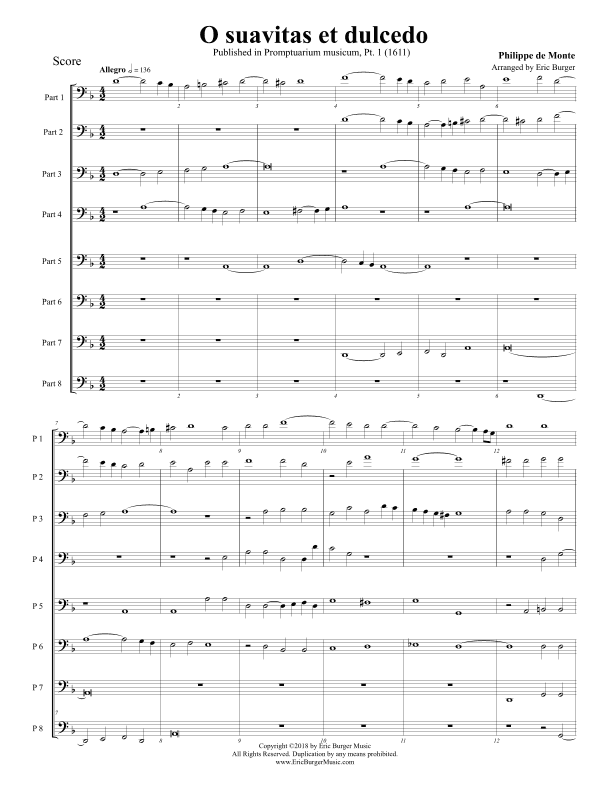 O suavitas et dulcedo for Trombone or Low Brass Octet (arr. Eric Burger Music)