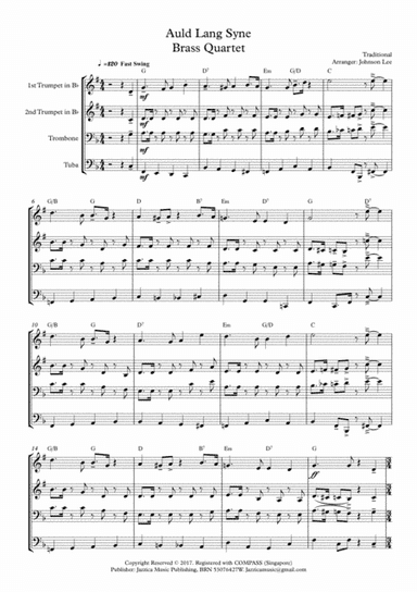 Auld lang Syne  - Brass quartet (arr. Johnson Lee)