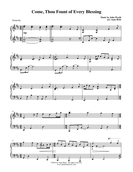 Come, Thou Fount of Every Blessing (arr. Anne Britt)