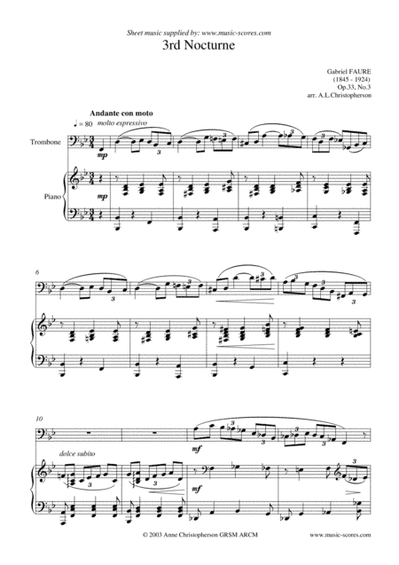 Nocturne Op.33. No.3 - Trombone and Piano (arr. Anne L Christopherson GRSM ARCM)