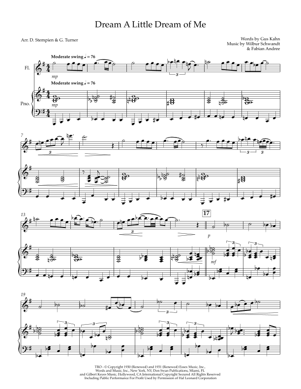 Dream A Little Dream Of Me (arr. Debra E. Stempien, Gregory H. Turner)