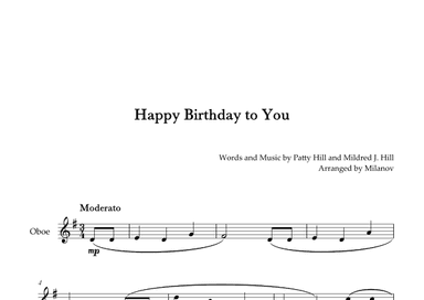 Happy Birthday to You | Oboe |  G Major (arr. Milanov)