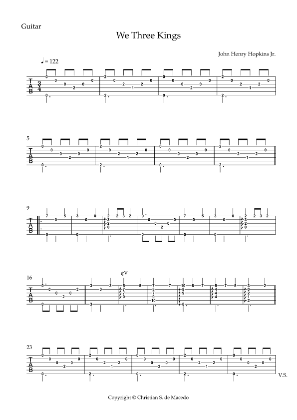 We Three Kings - TABS (arr. Christian S. de Macedo)