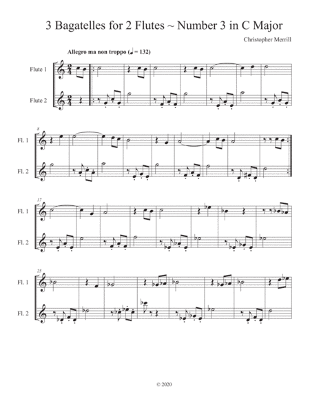 3 Bagatelles for 2 Flutes ~ Number 3 in C Major