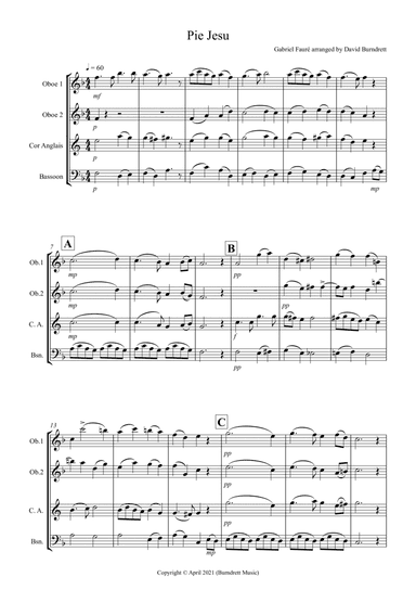 Pie Jesu (from Requiem) for Double Reed Quartet (arr. David Burndrett)