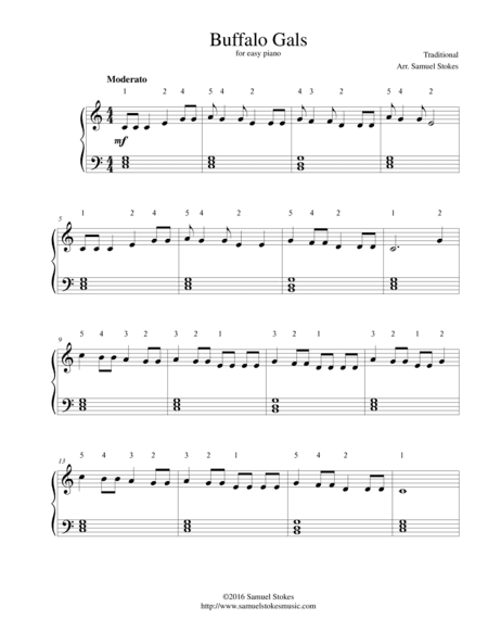 Buffalo Gals - for easy piano (arr. Arr. Samuel Stokes)