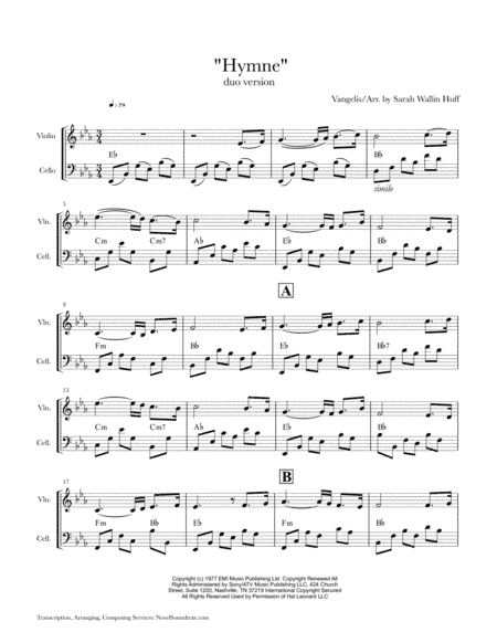 Hymne (arr. Sarah Wallin Huff)