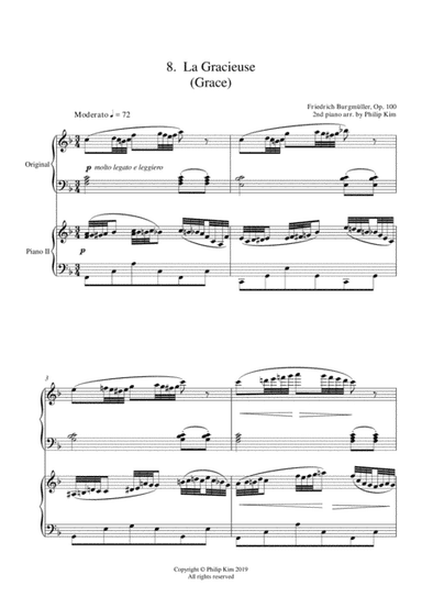 8. La Gracieuse (Grace)  25 Progressive Studies Opus 100 for 2 pianos by Friedrich Burgmüller (arr. Philip Kim)