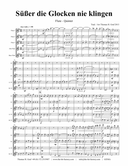 Süßer die Glocken nie klingen - German Christmas Song - Flute Quintet (arr. Thomas H. Graf)