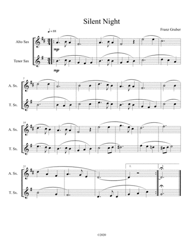 Silent Night (alto and tenor sax duet) (arr. B C Dockery)
